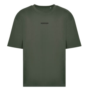 BOTB Script Oversized T Shirt Earthy Green Front